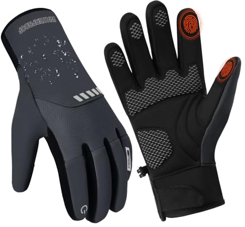Vilico Winterhandschuhe Touchscreen Wasserdicht Warm Fahrrad | Thermo Winterhandschuhe für Herren Damen, Fleece Gefüttert, Rutschfest Silikon, für Motorrad Ski Laufen Wandern Angeln