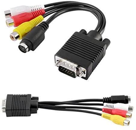 OSALADI Vga Zu S-video Tv Konverterkabel Für Pc Laptop D-sub Zu S-video Mini-din Und Videoanschluss Schwarzes Adapterkabel Für Fernseher Mit Vga-tv-ausgang Kompatibel Mit Desktop Rechn