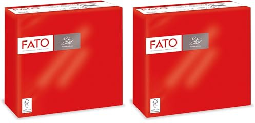 Fato - Einwegservietten aus Papier, weich und flauschig, Packung mit 40 Servietten, Größe 38x38, 4-fach gefaltet, 2-lagig, Farbe Rot, 100% reines Zellulosepapier, FSC-zertifiziert (Packung mit 2)