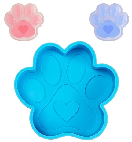 PDETVEO Molde de silicona grande con estampado de patas, molde de freshie de pata de perro azul, molde de fundición de resina para bricolaje, manualidades, hecho a mano, 4 x 3.85 x 1 pulgadas
