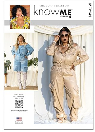 Know Me Sewing Pattern ME2141Y5 Misses' Jumpsuit in Two Lengths by The Corny Rainbow Y5 (18-20-22-24-26)