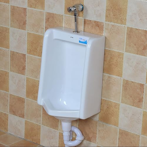 Yqyc Urinals for Men with Push Type Flush Valve, Wall-Mounted Ceramic Urinal, Easy Installation, for Bathrooms, Hotels, Shopping Malls, Home