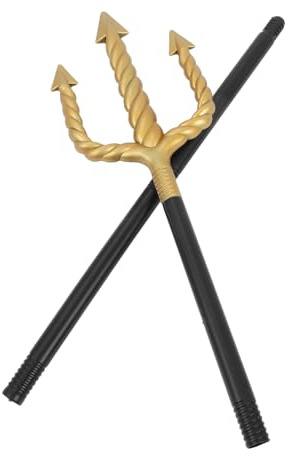 FRCOLOR Tridente Dorato Per Costumi Di Halloween Forcone Da Diavolo Punta Arrotondata Accessorio Per Feste Tema e Cosplay Facile Da Montare