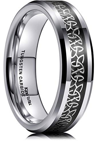 King Will Classic Wolframcarbid-Ring mit keltischem Knoten-Inlay, 8mm Ehering für Männer, Komfort-Fit Verlobungsring