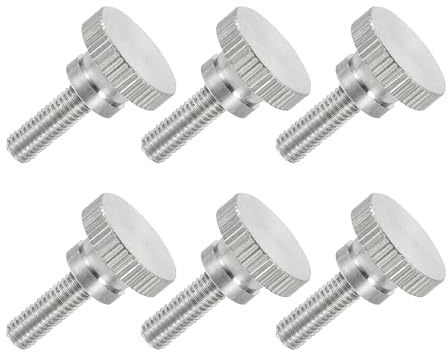 QUARKZMAN 6 Stück 304 Edelstahl Rändelschrauben M5 x 16mm, Flache Rändelschraube mit Vollgewinde, Rändelkopf Handschrauben Set für Industrie Haushalt Mechanische Teile Elektronische Geräte
