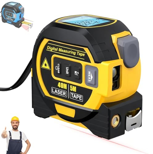 HOPASRISEE 2026 New the Almighty Ruler, Multifunctional Almighty Ruler 3 in 1 Infrared Laser Tape, Digital Tape Measure for Measuring Distance, Area, Volume & Pythagorean Theorem(Yellow,40M)