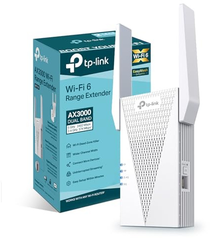 TP-Link RE715X AX3000 WiFi 6 WiFi Extender Booster WiFi Booster | Gigabit Port, EasyMesh Compatible, 4 High-Power Amplifiers, Works with Any WiFi Router, App Control Easy Setup, UK Plug