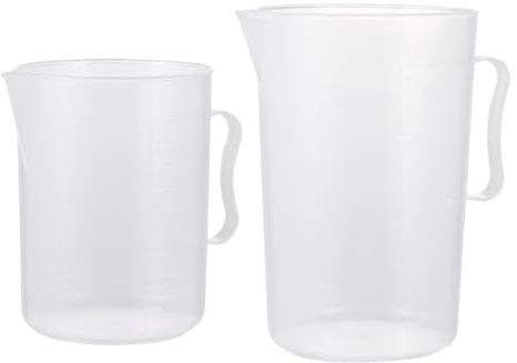 COHEALI Misurino da Cucina in Plastica Trasparente 2 Pezzi (1000 Ml + 2000 Ml) con Manico e Beccuccio a V, Tazza Graduata per Cottura al Forno e Dosatore Liquidi per Uso Riutilizzabile