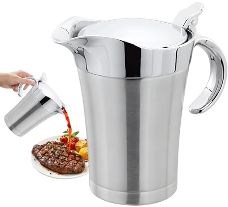 Salsiera Termica - A Doppio Isolamento Da 6,69 Pollici | Salsiera In Acciaio Inossidabile - Pentola Da 750 Ml Per Salse, Panna E Succhi Di Carne Durante I Pasti Di Natale E Del Ringraziamento.