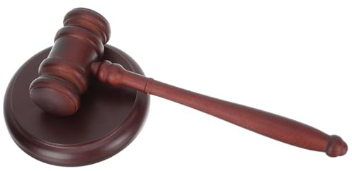Martillo de juez de madera con base, herramienta oficial de juego de rol de martillo de subasta judicial for abogados y entusiastas del derecho Mazas de madera