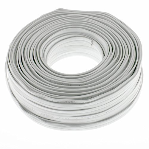 Câble d'enceinte Plat – 2 x 1,5 mm² – Blanc – 50 m – CCA – Câble Audio