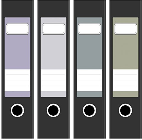 Ordneretiketten | 4 Aufkleber für breite Akten-Ordner | Farben-Mix Vintage Pastell | selbstklebende Design Akten-Etiketten | Deko Sticker für Rückenschilder Ordnerrücken | zum Beschreiben