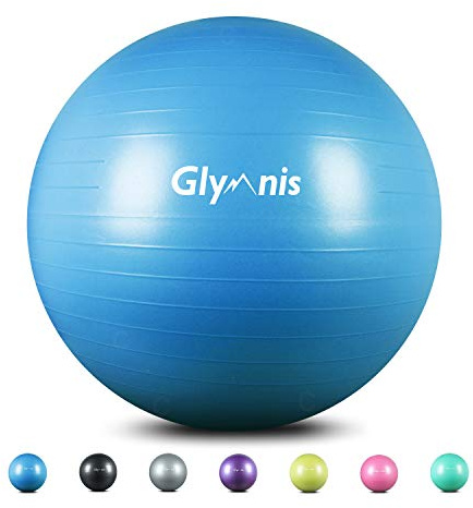 Glymnis rutschfester Gymnastikball mit maximaler Belastung von 300 kg,Pumpe für Pilates,Yoga und Fitness