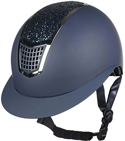 HKM Unisex – Vuxen Glamour Shield ridhjälmer, 6971 mörkblå/silver, 56–58 cm