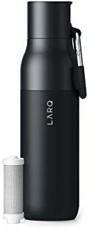 LARQ Bottle Filtered – 740ml Insulated Stainless Steel Water Bottle – Nano Zero Technology for Chlorine, Lead & PFAS – Keeps Water Cold for 24 Hours – BPA-Free, Obsidian Black
