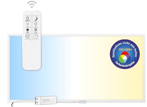 LECOM LED Panel 120x60 Dimmbar - Deckenleuchte 60 W mit Fernbedienung CCT CRI 90 Flach Einbauleuchte für Rasterdecke Odenwalddecke Rechteckig