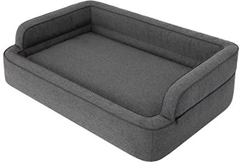 Hundsäng, möbler för djur, kattsäng, avtagbart överdrag, hundkorg, hundkudde, hundstol, sovplatser, hundsoffa, grafit, XXL: 117 x 79 cm