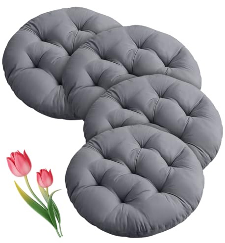 Umllpet 4 Stück Stuhlkissen, 40cm Sitzkissen Sitzpolster Stuhl Sitzkissen Esszimmerstuhl Sitzauflage Stuhl für Indoor Outdoor Bürostuhl Sitzpolst (Dunkelgrau-Runde)