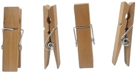 Alfileres de madera para colgar ropa, 100 pinzas de madera resistentes para manualidades, clips de madera para fotos (72 x 18 mm, 100)