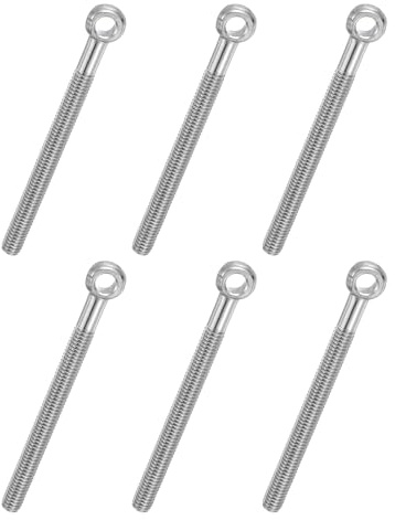 PATIKIL 6 Pcs Tornillo De Ojo Giratorio Con Hombro M6x65mm, Acero Inoxidable 304 Roscado Métrico Media Caña Ojo De Pez Agujero Deslizante Perno De Arrastre De Sujeción, Color Plateado
