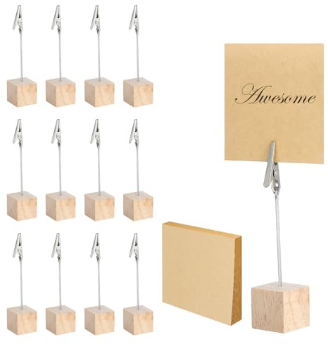 XRVRILE 12 Unidades de Soporte para Fotos con Clips y un Paquete de Notas Adhesivas, Portafotos Pinzas Expositores, Memo Clip, Soportes para Notas para Oficinas, Bodas, Tiendas, Restaurantes