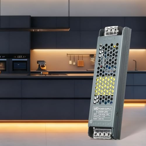 CaalLogt 24V 200W Transformador, AC 190V-240V a DC 24V 8.3A Fuente Alimentación, Transformador LED 24V Fuente 24V, Para Tiras LED/Carteles Iluminados, Caja de Aluminio, Uso Interior​