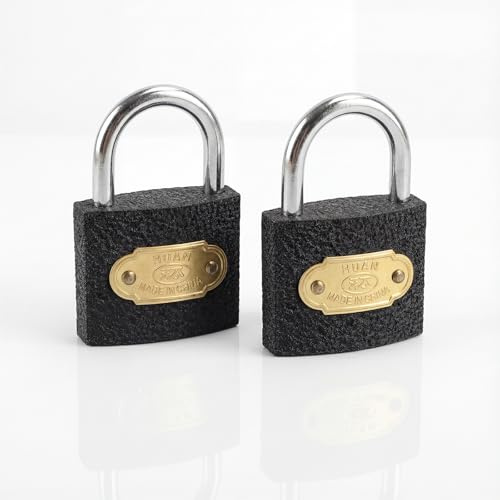 Heavy Duty Padlock with Keys, 38mm Padlocks Outdoor Weatherproof Outdoor Padlocks with Keys Hardened Steel Shackle Security, for Shed Fence Gate Garage Gym Locker Padlock with Key