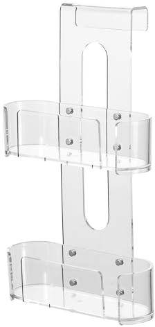 CIPÌ Porta Oggetti Doccia Doppia Vasca Trasparente in Plexiglass – Organizer Doccia da Appendere, 2 Ripiani, Salvaspazio, 27 x 14 x 46 cm
