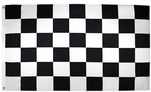 AZ FLAG Bandiera A Scacchi bianchi e neri 150x90 cm 2 Occhielli | Uso interno bandiera decorativa per gare automobilistiche doppie cuciture e bordi rinforzati con occhielli metallici