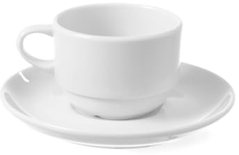 HENDI Tasse à cappuccino avec bords renforcés, 230 ml, ø90 mm, porcelaine blanche