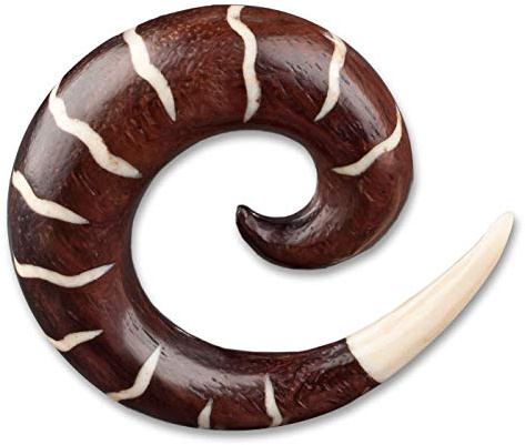 viva-adorno 1 Stück Dehnungsspirale Holz Bone Inlay handgeschnitzt Expander Taper Sichel Spirale Ohr Piercing 6-16mm WX7_F