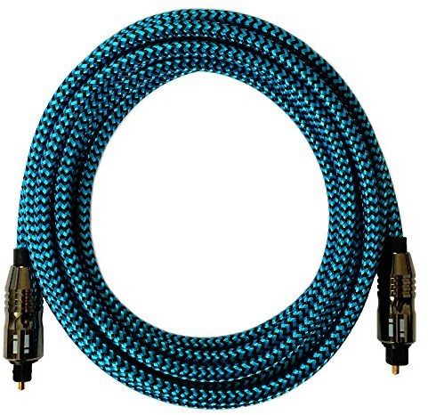 i! - 5m Premium Nylon Toslink Kabel - Optisches Digital Audiokabel LWL HiFi - blau