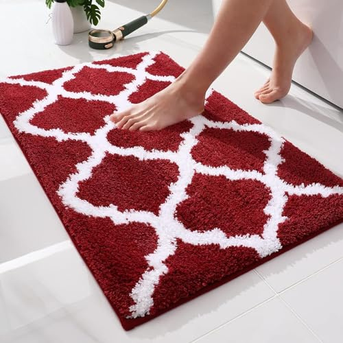 Homaxy Mikrofaser Badematte rutschfest Badezimmerteppich - 40x60 cm,Weinrot | flauschig weich, bequem&luxuriös, extrme saugfähig, rutschfeste rückseite, maschinenwaschbar&trocken, vielseitig einsetzbar