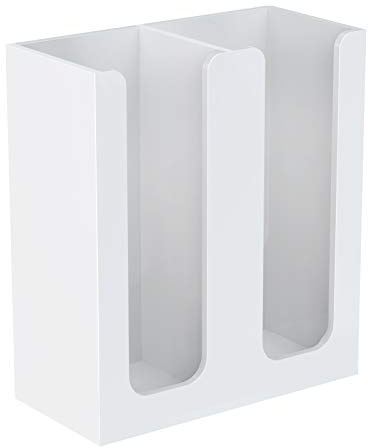 Richboom Acrylic Coffee Cup and Lid Storage Organizer Holder, 2 Compartments, White