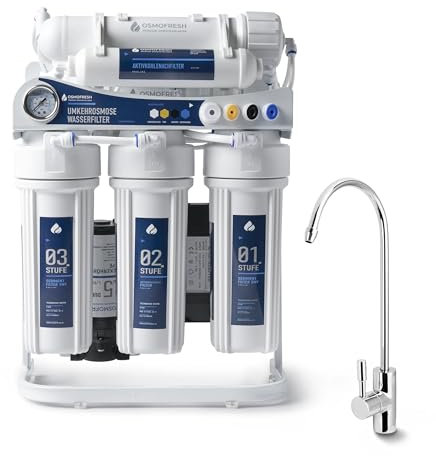 OsmoFresh Osmoseanlage Proline X3 | 450 GPD | 1,1l/min | Premium Osmosehahn GRATIS | vom Premium Hersteller