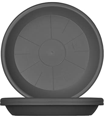 BigDean 3X Blumentopf Untersetzer Ø 29 cm Anthrazit für Ø 30 cm Töpfe | Kunststoff Blumenuntersetzer rund, Stabile Blumentopfuntersetzer, Robust & Langlebig, UV Beständig, Wetterfest