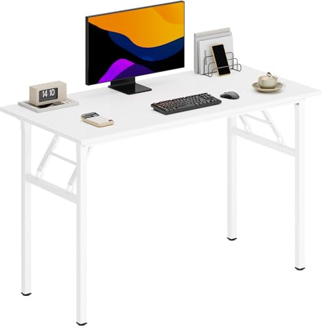 SDHYL Scrivania Pieghevole per Computer 80 x 40 cm Tavolo da Lavoro Pieghevole per Computer Tavolo da Conferenza per l'ufficio Domestico Bianco
