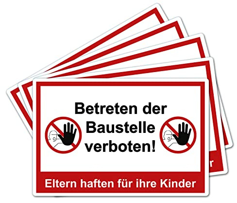 5 pezzi vietati entrare nel cantiere i genitori aderiranno ai loro bambini cartello 20 x 30 cm in robusto PVC espanso 3 mm con protezione UV di Strobo