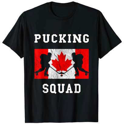 Hockey sobre hielo Pucking Squad Bandera Canadá Deporte de Invierno Tripulación Camiseta