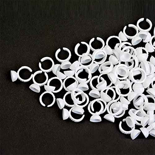 100 Pieces Lash Glue Holder Rings Cups Pigment Rings False Eyelash Extensions Beauty Tool (White S)