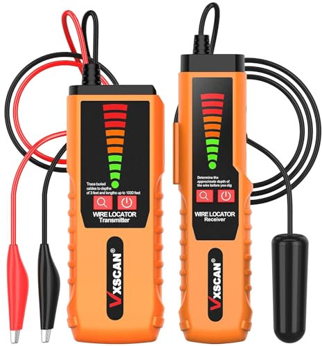 VXSCAN Underground Wire Locator F04, Cable Tester with Earphone, Underground Wire Non-Destructive Tracer for Locating Wires and Pet Fence Irrigation Wires,Suitable for 1000 Feet in Length