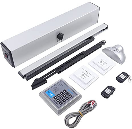 KinHall Elektrischer Toröffner Bürstenloser mit 2 x Fernbedienung & Druckknopf 50W 24V Automatischer Türöffnermotor Wenig Lärm für Villa, Garten