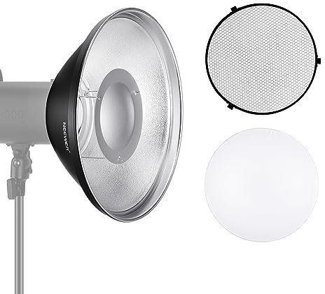 NEEWER Kit Riflettore con Attacco Bowens per Beauty Dish in Metallo da 30cm con Diffusore in Tessuto Bianco, Griglia a Nido d'Ape, Compatibile con Godox AD600 NEEWER CB60 Q4 Vision 4 S101, LD30