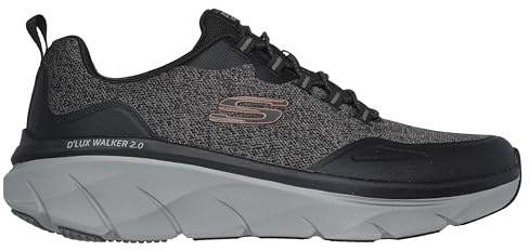 Skechers D'lux Walker 2.0 Steadyway sneakers för män, Svart mörkgrå, 46 EU X-bred