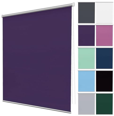Doppelrollo Klemmfix Ohne Bohren 45 x 240 cm Blickdicht Hitzeschutz Seitenzugrollo Verdunkelungs-Rollo inkl Montagematerial für Schlafzimmer, Lila
