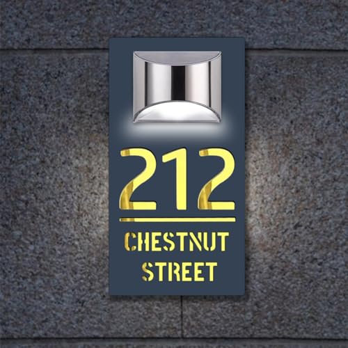 Número de casa luz solar personalizado para iluminación exterior,placas de endereço iluminadas alimentadas por energía solar,marcador de entrada de garagem para casa e garagem,Rectángulo