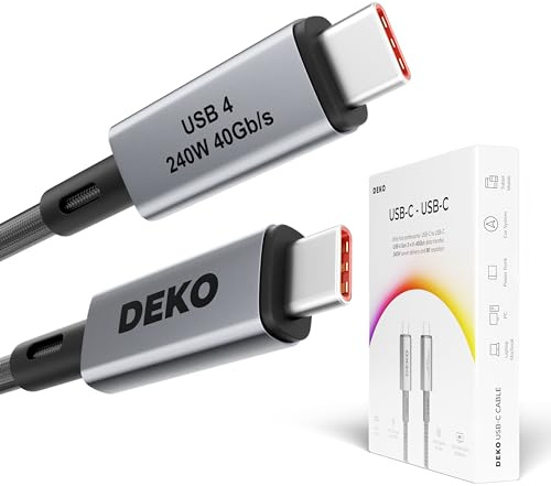 Deko Cable USB C vers USB C 240W 1M USB4, Cable USB C Charge Rapide 100cm 40 Gbps, E-Mark Power Delivery 3.1 Thunderbolt 4 Cable, Câble USB C compatible avec MacBook, iPhone15, iMac, Microsoft Surface
