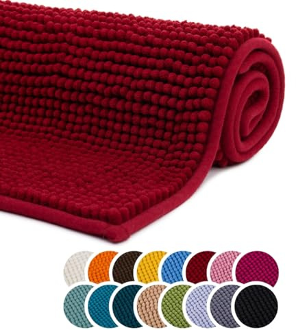 liebling Badrumsmatta, 100 % polyester – mikrofiber, serie Chile, 70 x 120 cm, 30 grader, tvättbar, lämplig för golvvärme, färg: bordeaux