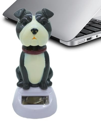 Solar Figures with Animals | Solar Powered Car Dashboard Toy | Solar Figurine Standing Dog Design for Car, Wobble Head Figure for Window, Car Decoration Display, S