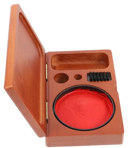 SEWACC Stempelkissenbox aus Holz Vintage Aufbewahrungsbox für Stempel und Stempelkissen Tragbare Siegelbox 16 X 10 X 3,5cm Kompakte Holz Stempelkissenbox für Büro Schule Unternehmen